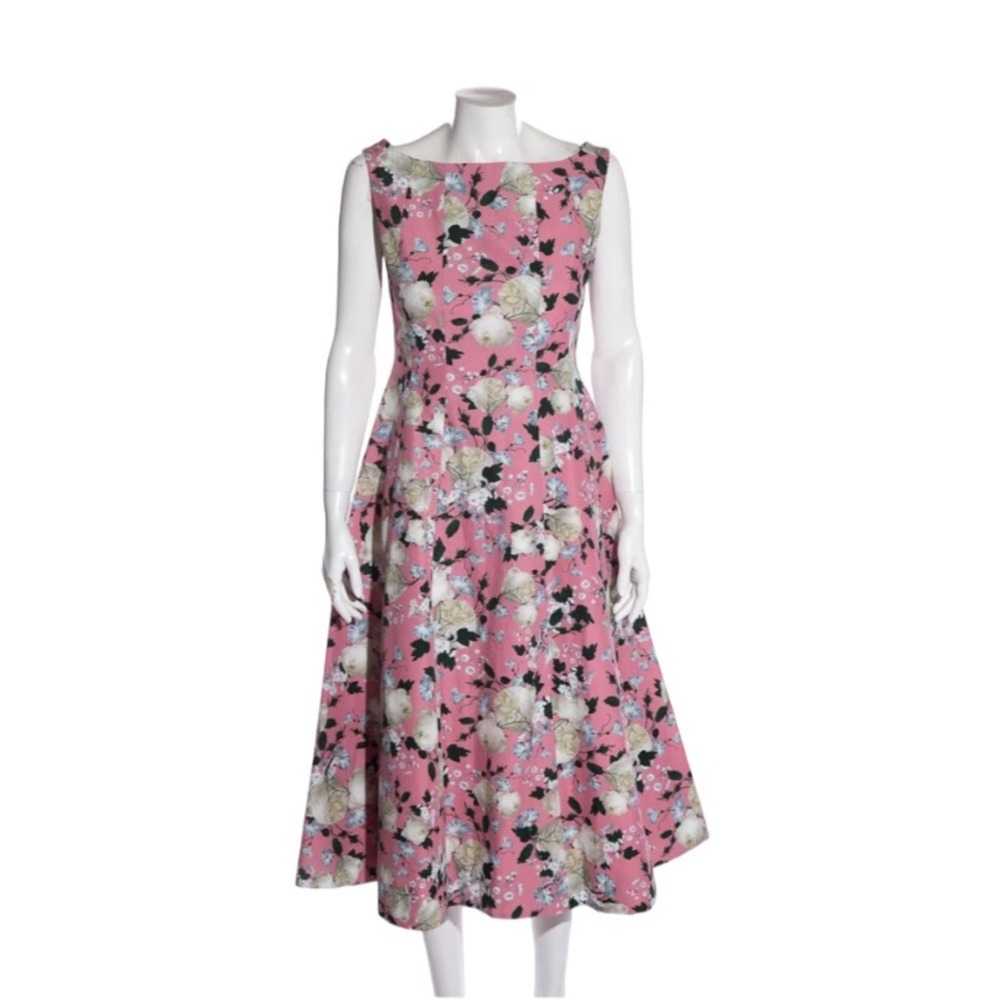 ERDEM Kinsey Pink Apsley Ottoman Midi Fit and Flare Dress Sz 2